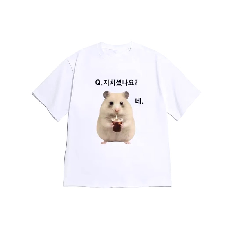 한국식 게으른 생활 슬로건 푹신한 햄스터 프린트 티셔츠 - Korean Men Lifestyle 리뷰 및 가격