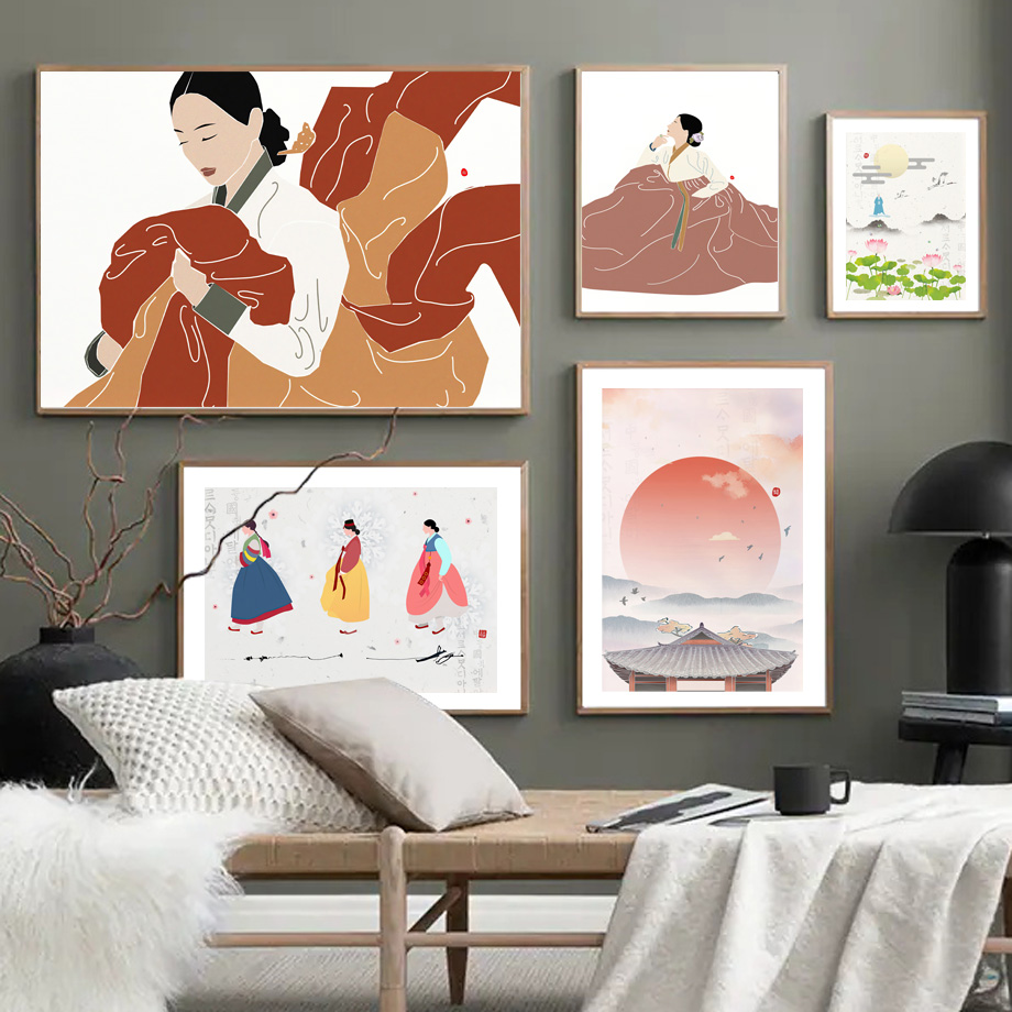 한국 스타일 Boho 한복 소녀 아시아 벽 예술 미학  - Korean Arts And Lifestyle 리뷰 및 가격